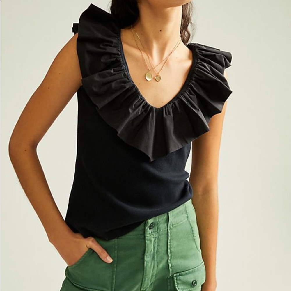 Anthropologie Ruffled V-Neck Top